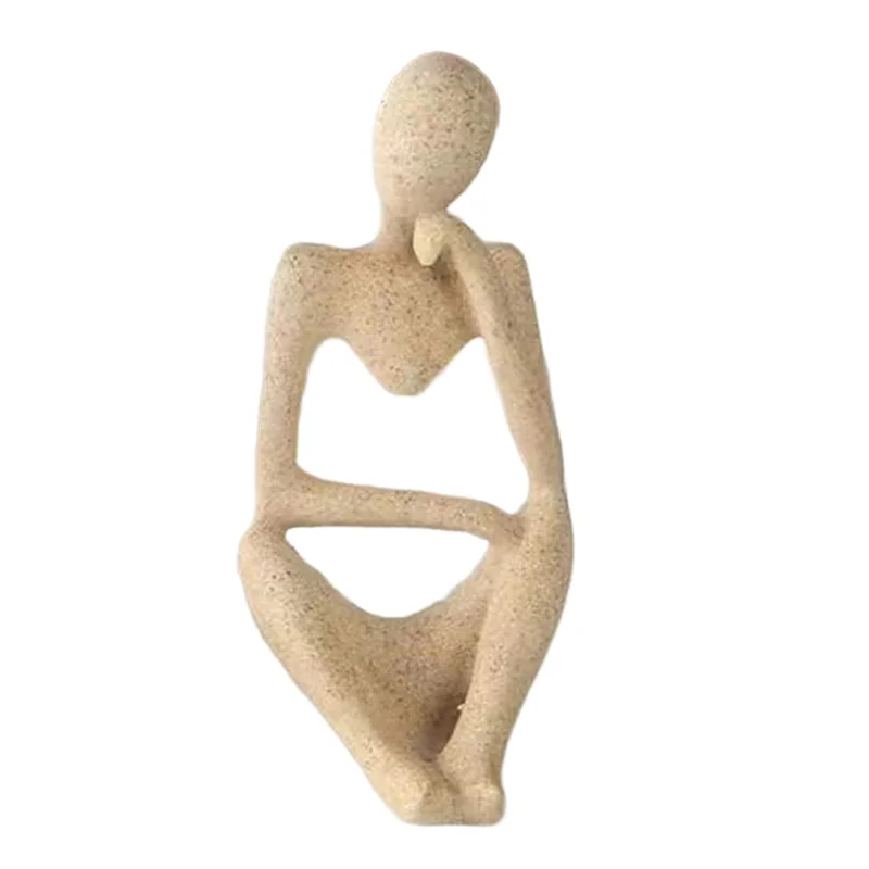 -WSFS 1 قطعة ديكور بسيط مجموعة تمثال مفكر تجريدي، ديكور منزلي محايد تماثيل مفكر صغيرة من الحجر الرملي سهلة التركيب