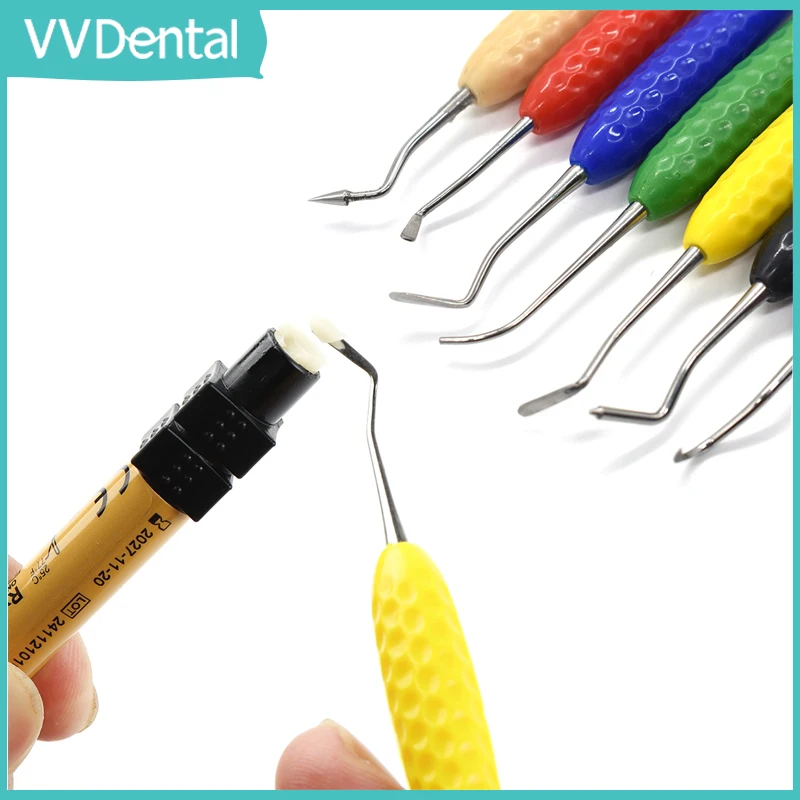 

7Pcs/Set Dental Resin Filler Set Stainless Steel+Silicone Handle Restoration Kit Dental Resin Knife Spatula Tool for Dental