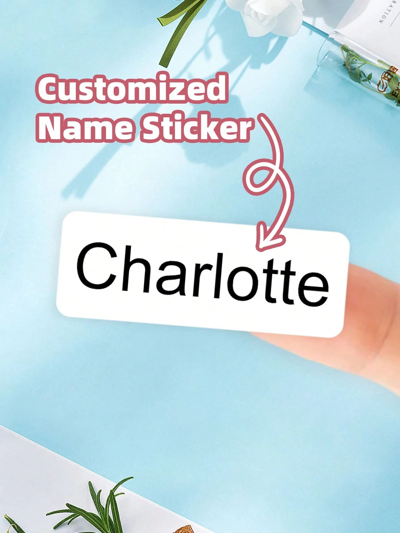 3.4*1.2CM Custom Transparent Name Labels, Cute Custom Name Stickers For Kids, Waterproof Clear Stickers, Personalized Baby Name