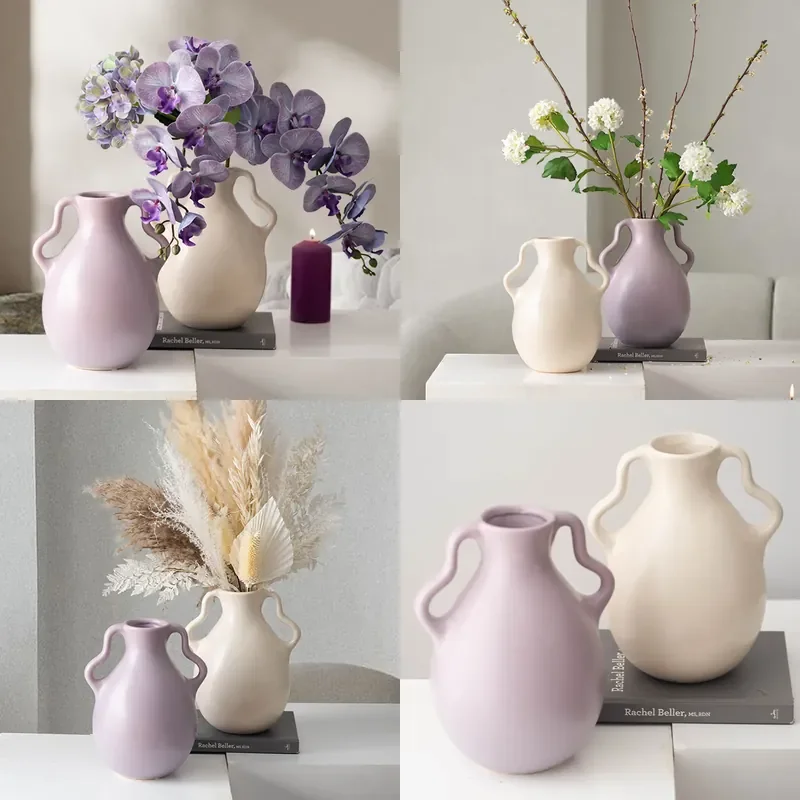 Retro Ceramic Vase Minimalist Hydroponic Planter Medieval Style Home Decor Ornament for Living Room Customizable Wholesale
