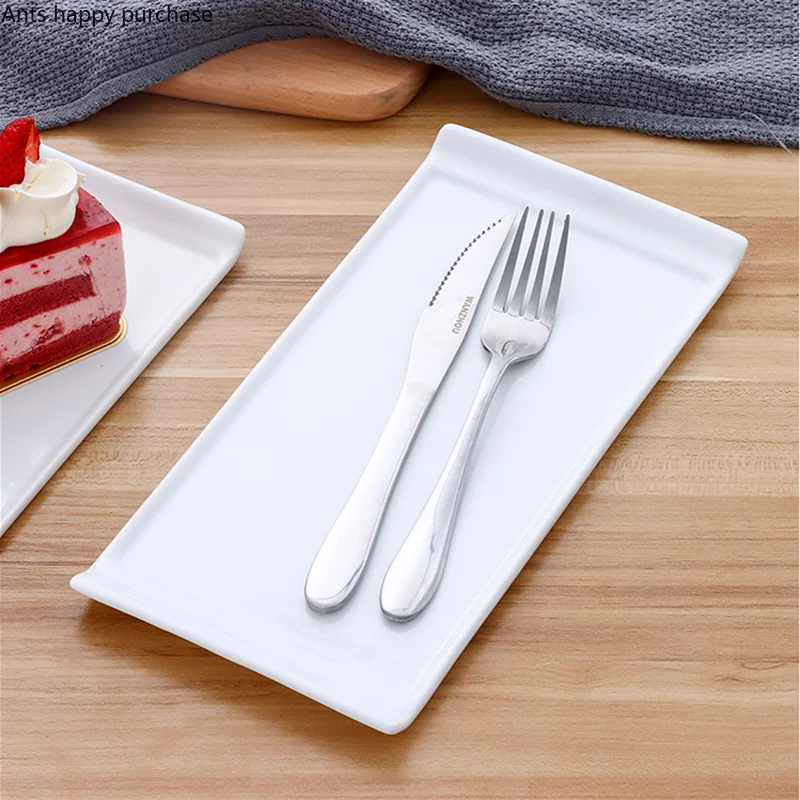 Rectangular Ceramic Plate White Dinner Plate Western Plates Restaurant Tableware Sushi Plates Cake Pan Snack Tray Fruit Dish