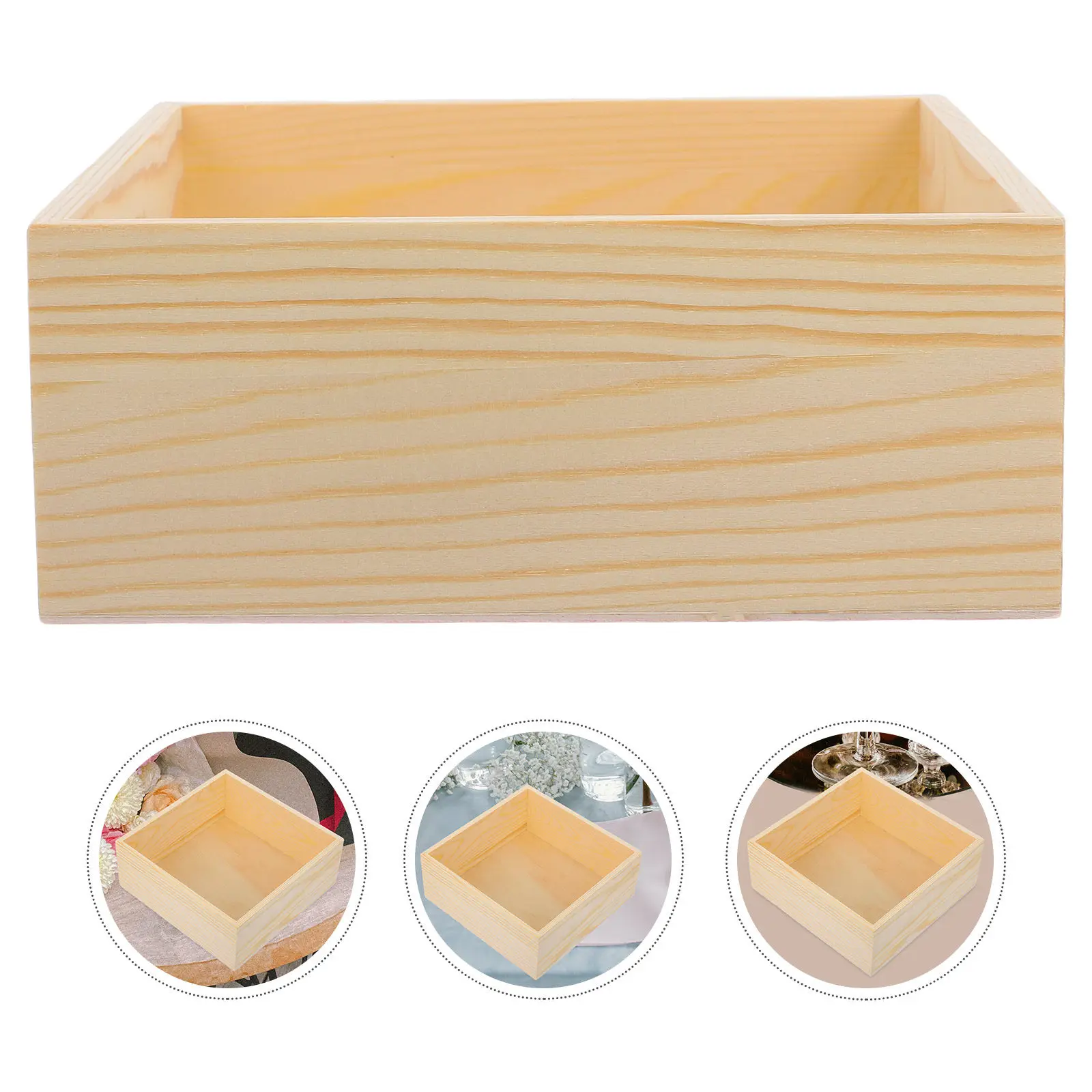 Small wooden storage box for office workers to organize small items, sturdy multifunctional design, 2 pcs unfinished wood