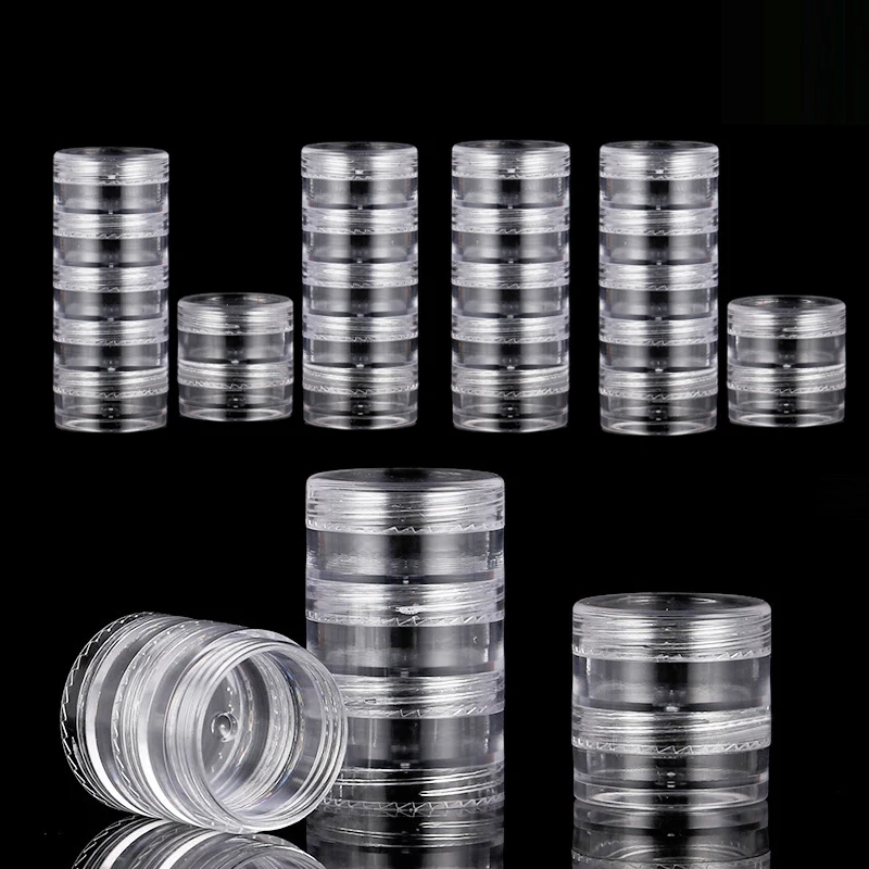 

24 Pcs 5g 10g Empty Mini Stackable Creams Jars Round Clear Storage Boxs Cosmetic container For Eyeshadow Crafts Jewelry Nail Art