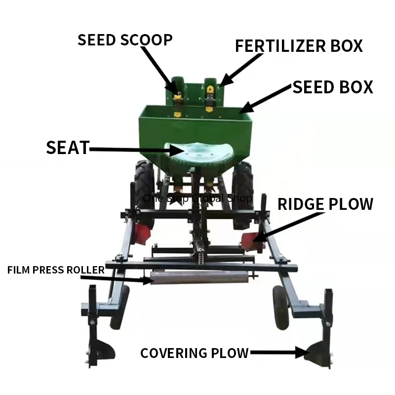 Planter Four-Wheel Tractor-Drawn Ridging, Planting, Fertilizing, and Mulching Combination Machine Potato Plan(Customized)