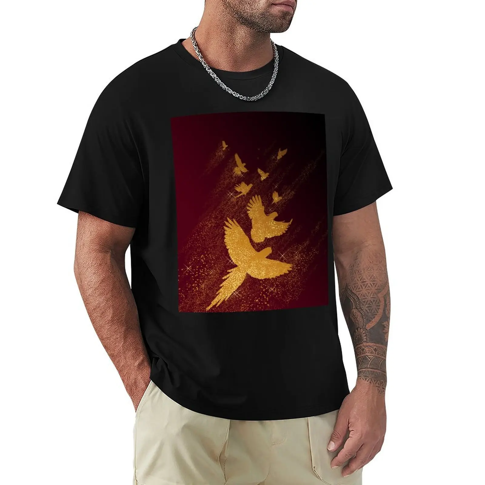 Camiseta Parrot Golden Milky Way, camiseta básica informal de algodón de manga corta