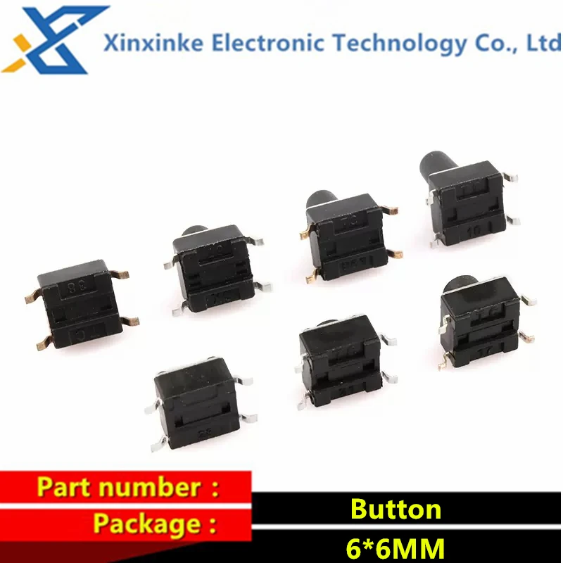 Bouton Tactile à 4 Broches de 6x6x4.3/5/6/7/8/9/10mm, Micro Joli de 12V pour TV, Jouets à Usage Domestique, 50 Pièces