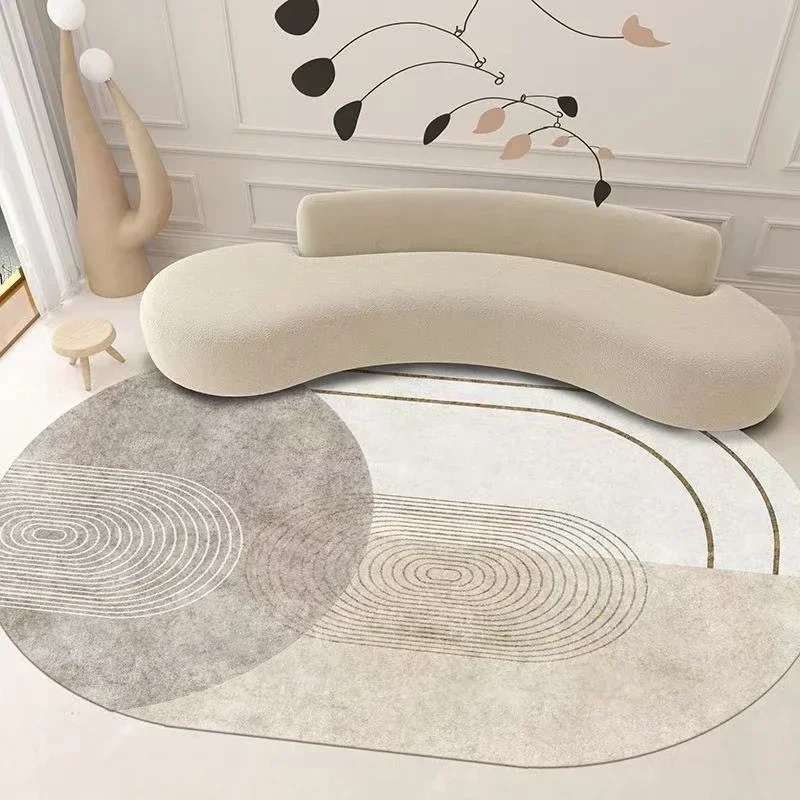 Double Round Living Room Coffee Table Carpet Home Abstract Solid Color Mat Personality Shaped Bedroom Bedside Rug Homestay Rugs