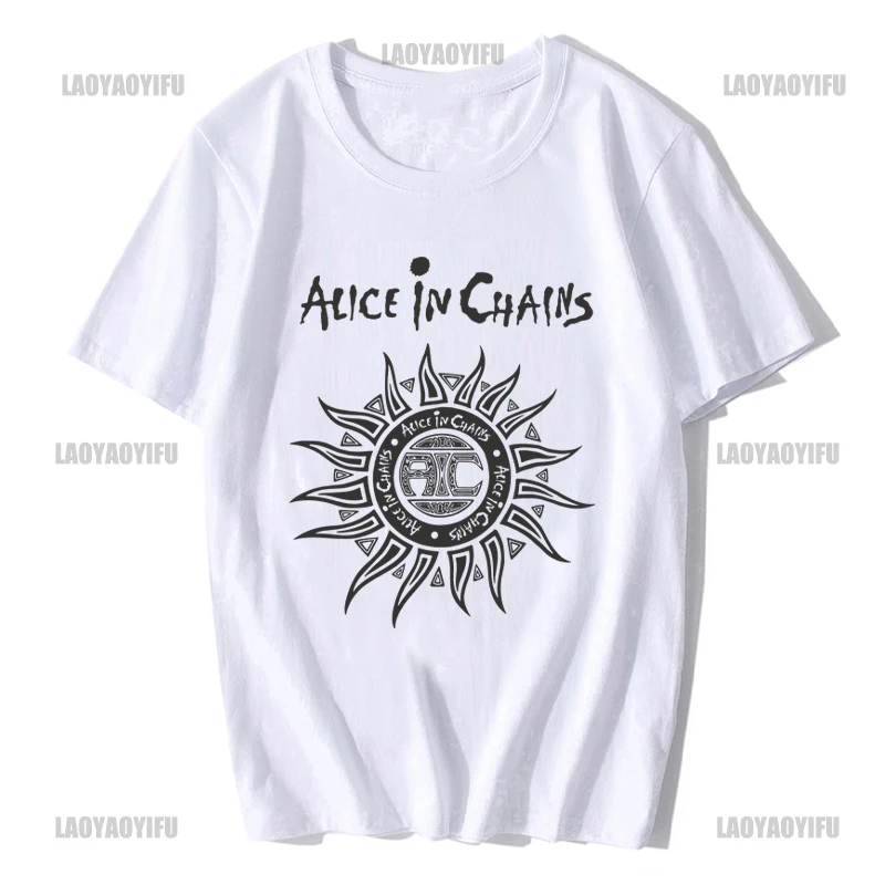 Men Crew Neck Tops fashion Cotton Tshirt Alice in Chains Sun Logo Men's unisex t-shirt casual loose style tops cotton