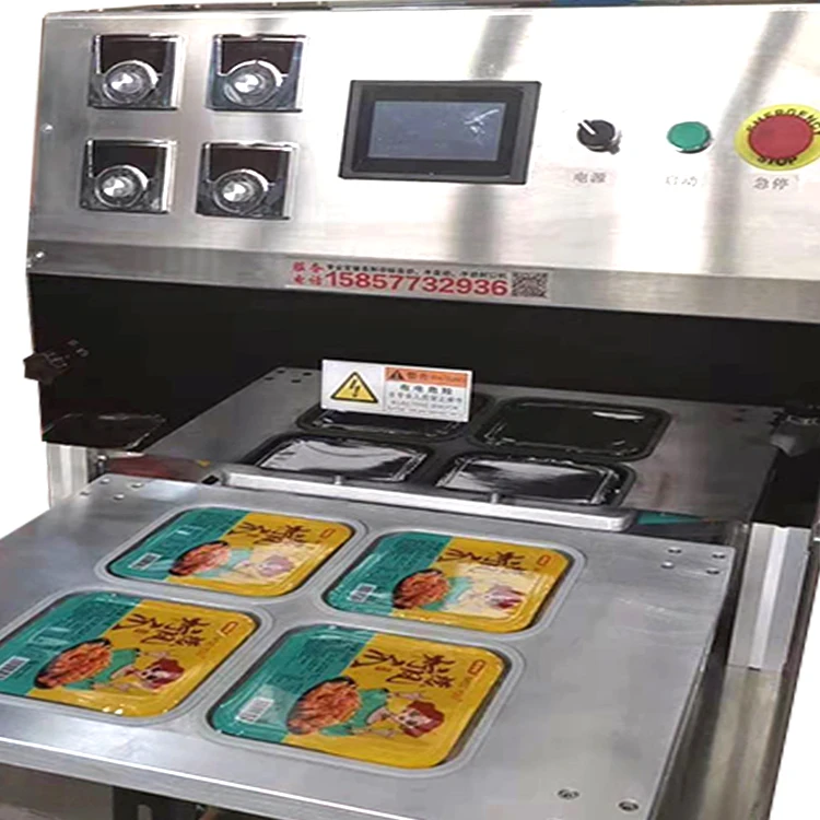 Macchina pneumatica per sigillare contenitori in foglio di alluminio Macchina per sigillare automaticamente tazze di plastica per azoto