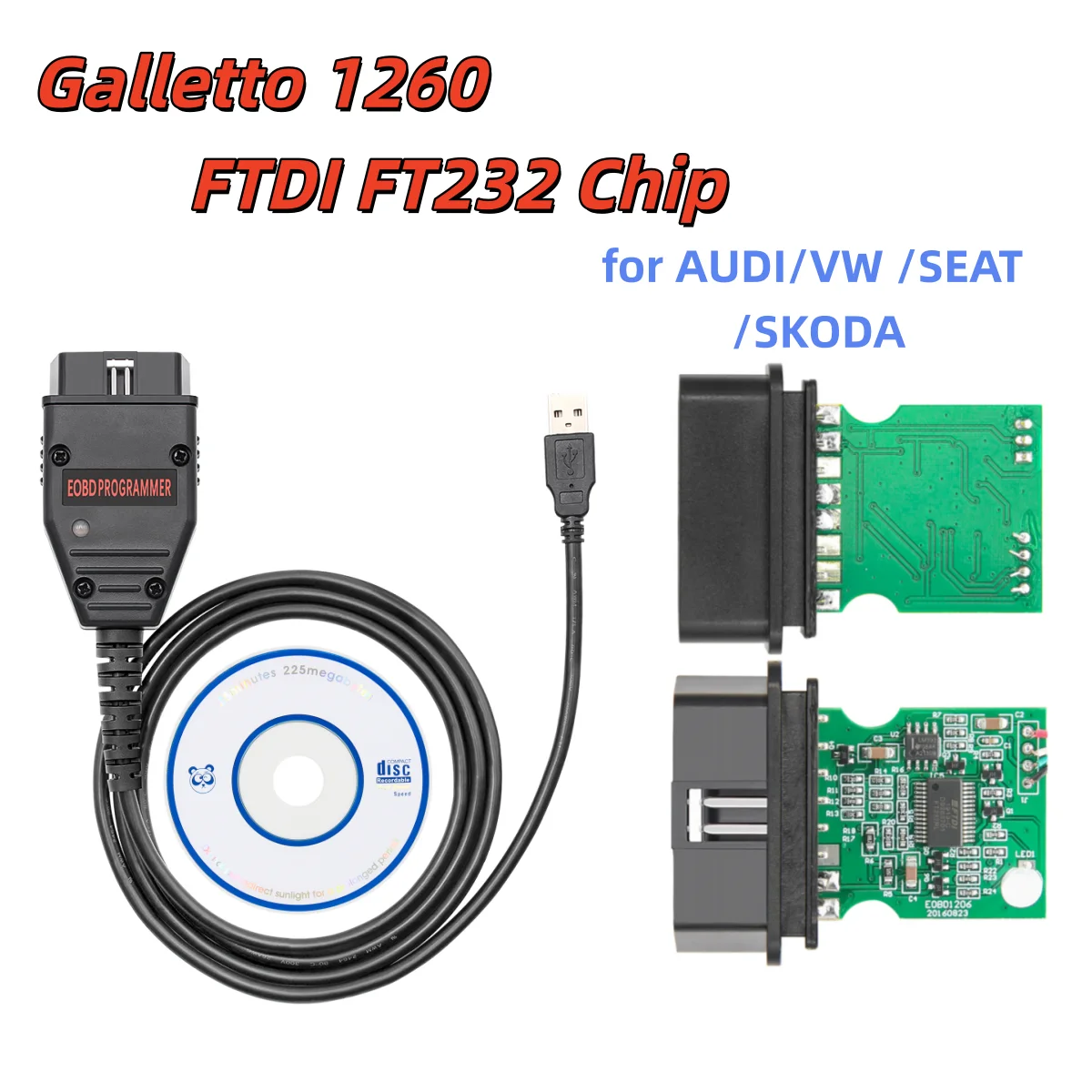 Galletto 1260 ECU Chip Tuning Tool OBD2 FTDI FT232RQ ECU Flasher Programmer Read&Write Auto Car Diagnostic Scanner Cable