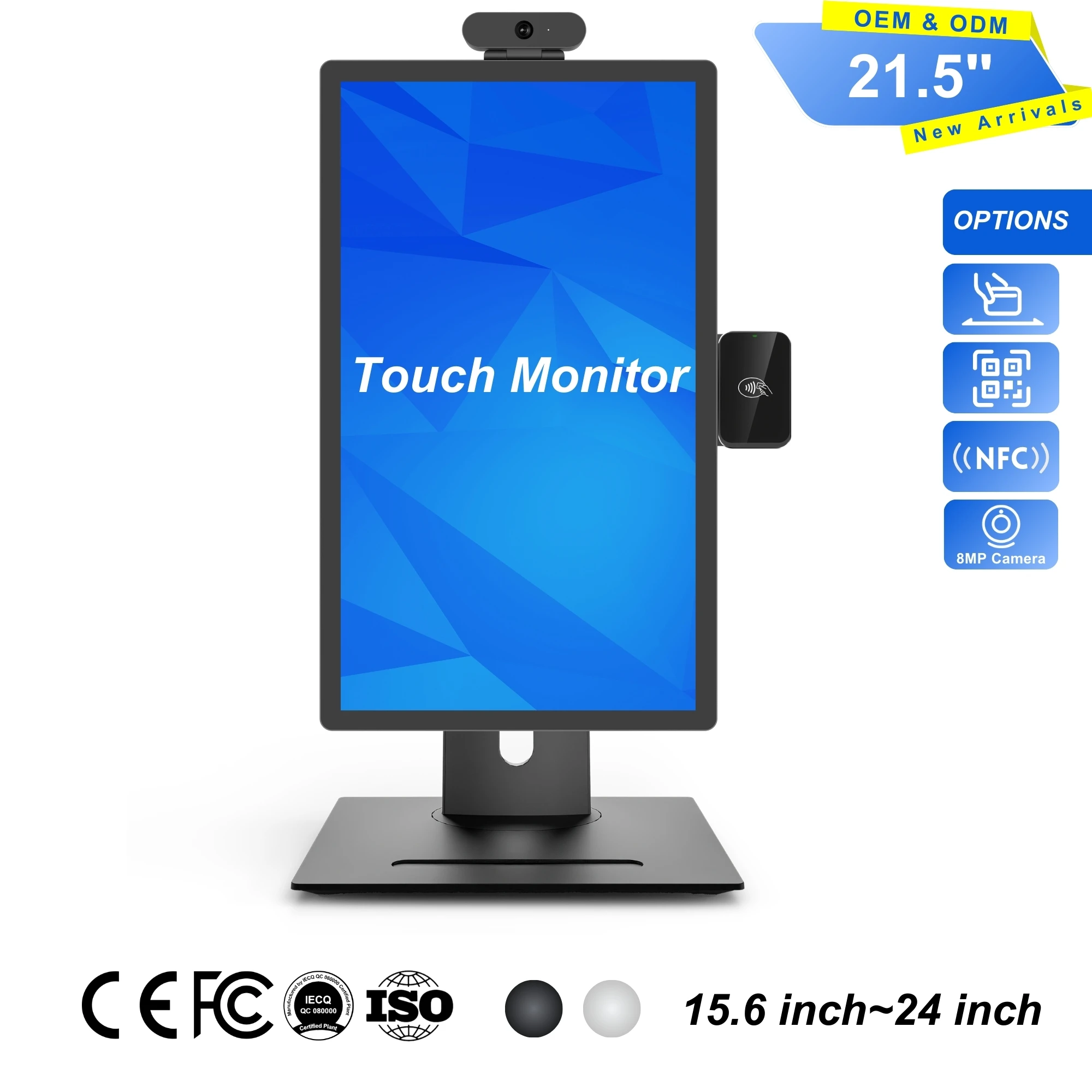 

21.5 Inch Counter Touchscreen Monitor LCD USB Mini PD Type-C Contact Windows & Android System for Hotel Slef-Chcek in