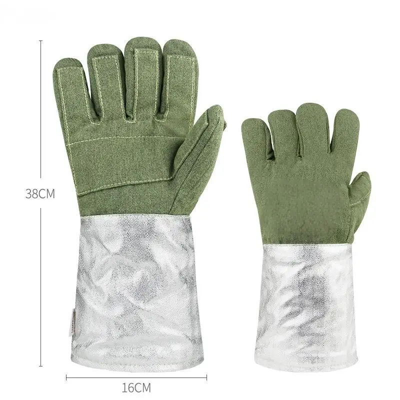 1000 ° C قفازات مقاومة للحرارة قطع مقاومة الإشعاع الحرارة والحروق حماية الأراميد الألومنيوم احباط قفازات الفرن للشواء الصناعي #3