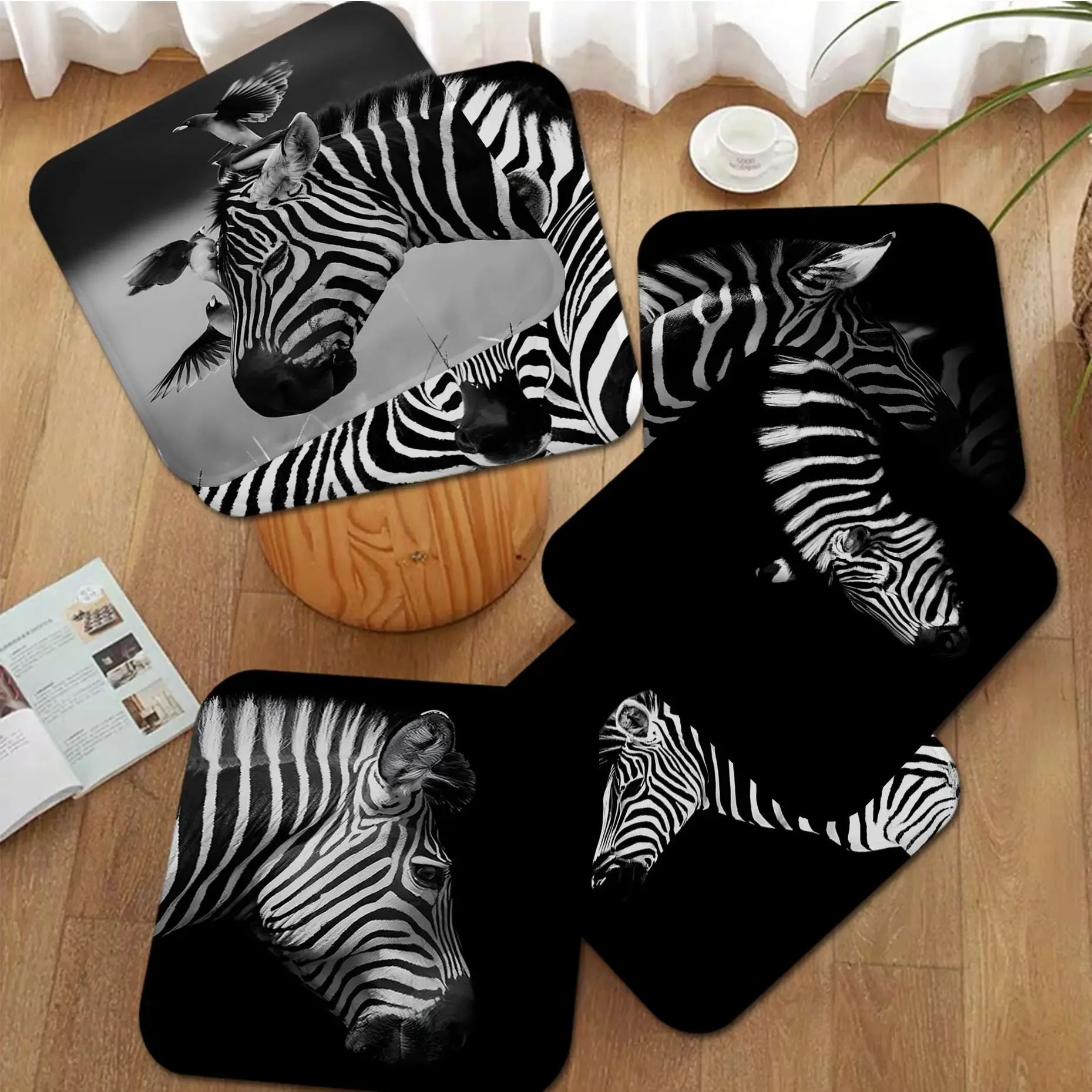 

Zebra Black White Nordic Printing Chair Mat Soft Seat Cushion For Dining Patio Home Office Indoor Outdoor Garden Chair Cushions