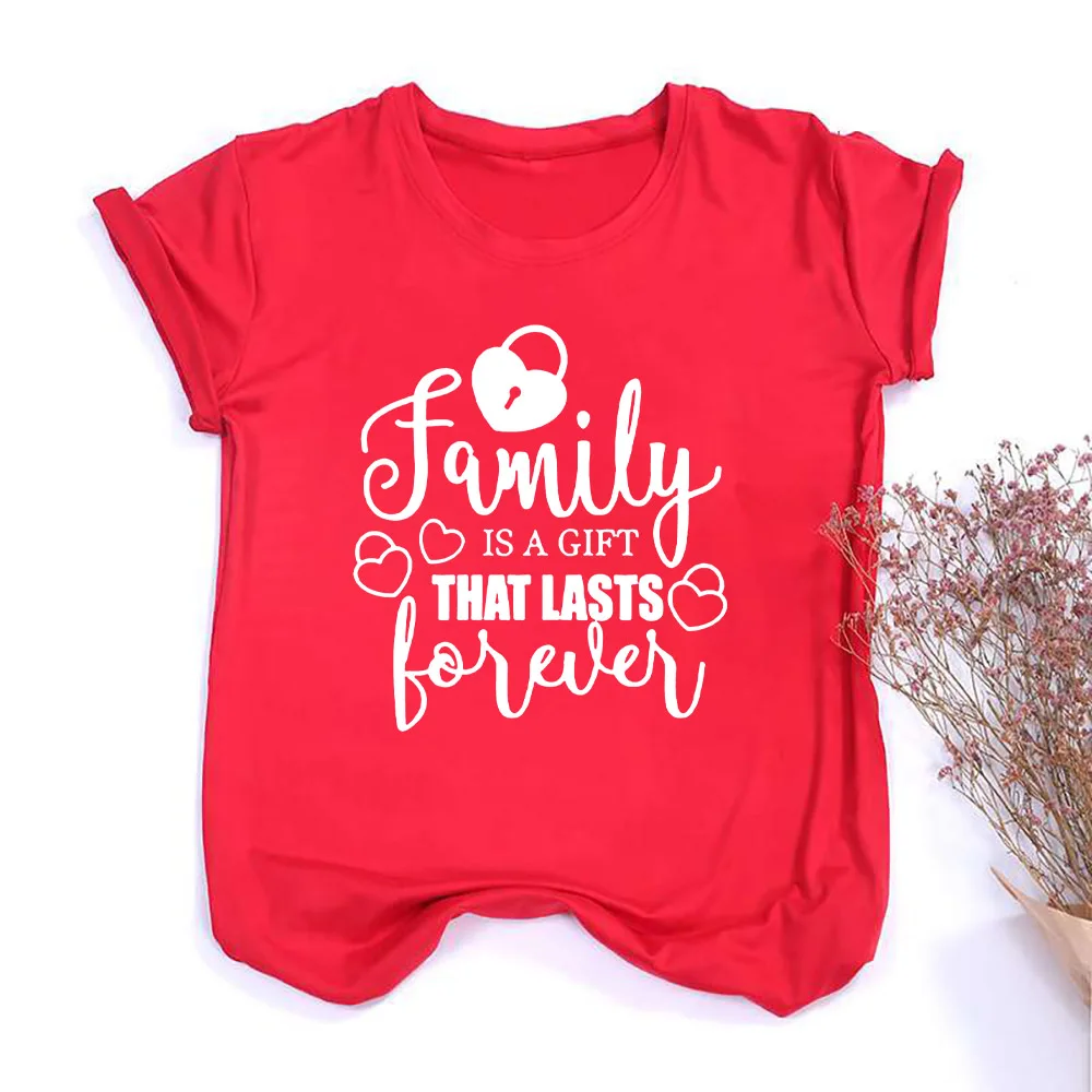 Valentine\'s Day Family Matching Outfit Family Is A Gift That Lasts Forever Print Mommy Daddy Daughter Son T-shirt Casual Clothes