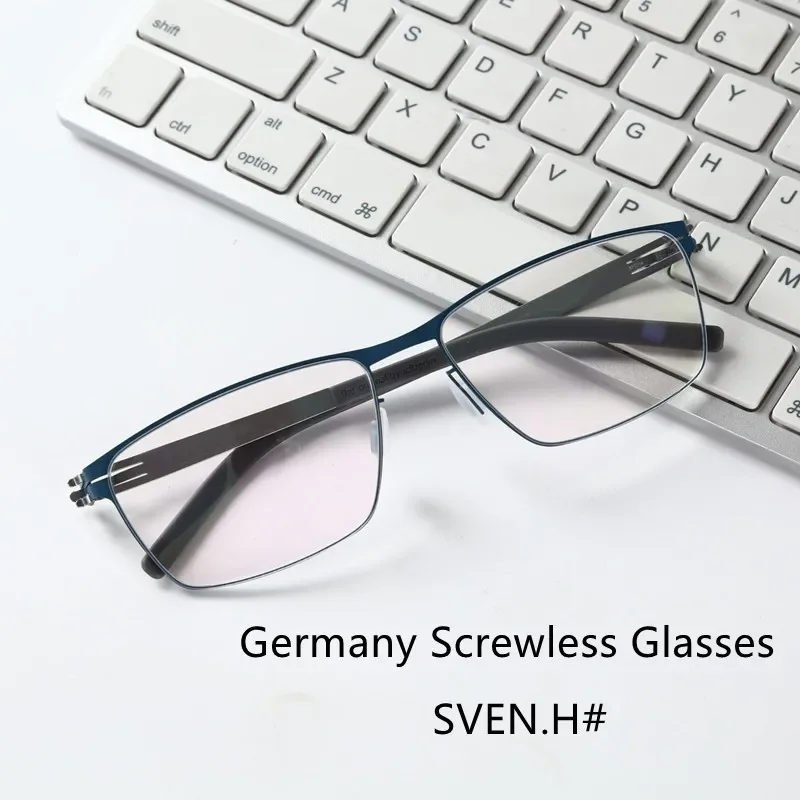 Brand Personality Non-Screw Glasses Frame Men Women Medical Aviation Stainless Steel Square Eyeglasses Myopia Spectacle SVEN.H