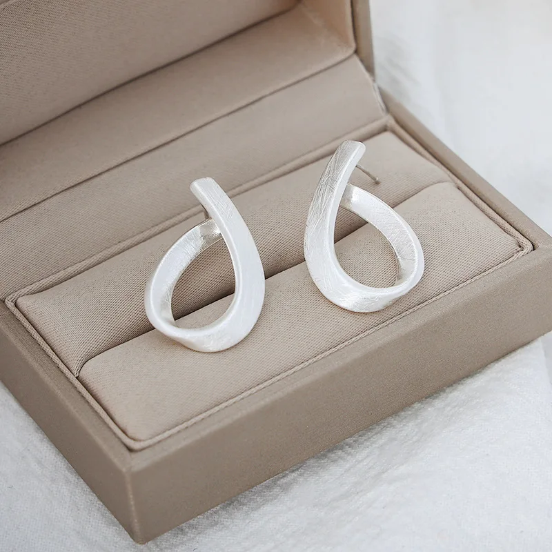 Retro high-end earrings new trendy Korean temperament light luxury brushed earrings design sense niche earrings
