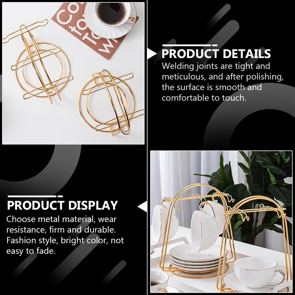 

1 pc Cup Drying Rack Tabletop Water Drainer Storage Shelf 4 Cups Capacity Metal Kitchen Organizer