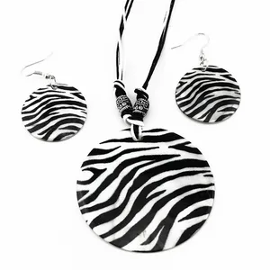 Natürlicher Schmuck Set für Frauen, Zebramuster, Halskette und Ohrringe, Geschenk Schmetterling Geschenk, Lady 8 Hauptverkäufe Zebra -Set - №7