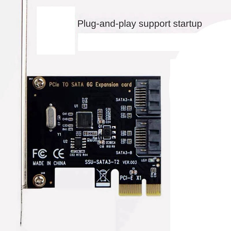 PCIe ไปยัง SATA Card PCI-E อะแดปเตอร์แปลง2-พอร์ต SATA III 6G อะแดปเตอร์การ์ดควบคุมการขยายตัว