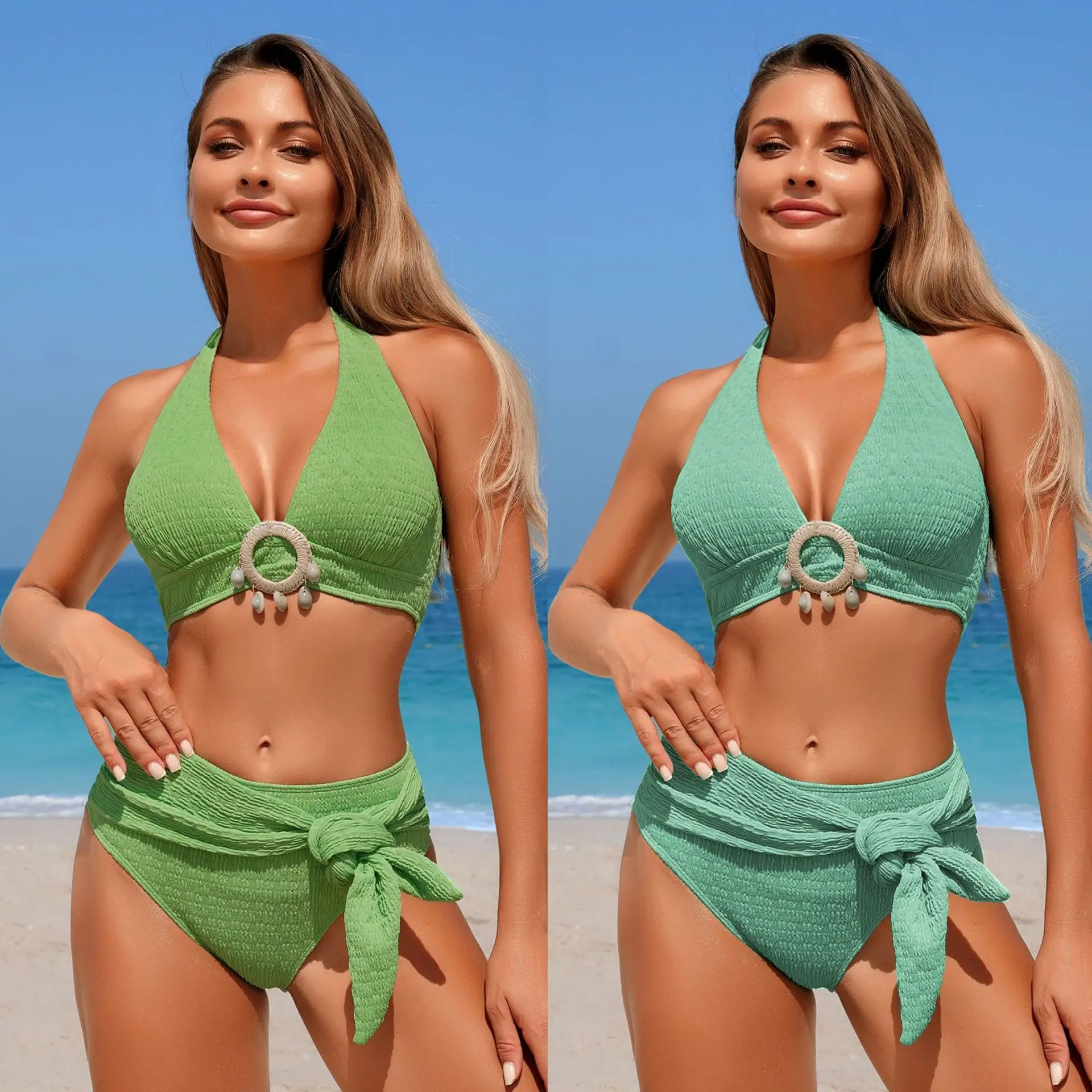 

New Sexy Split Neck Women's Swimsuit Bikini Boxers Swimsuit