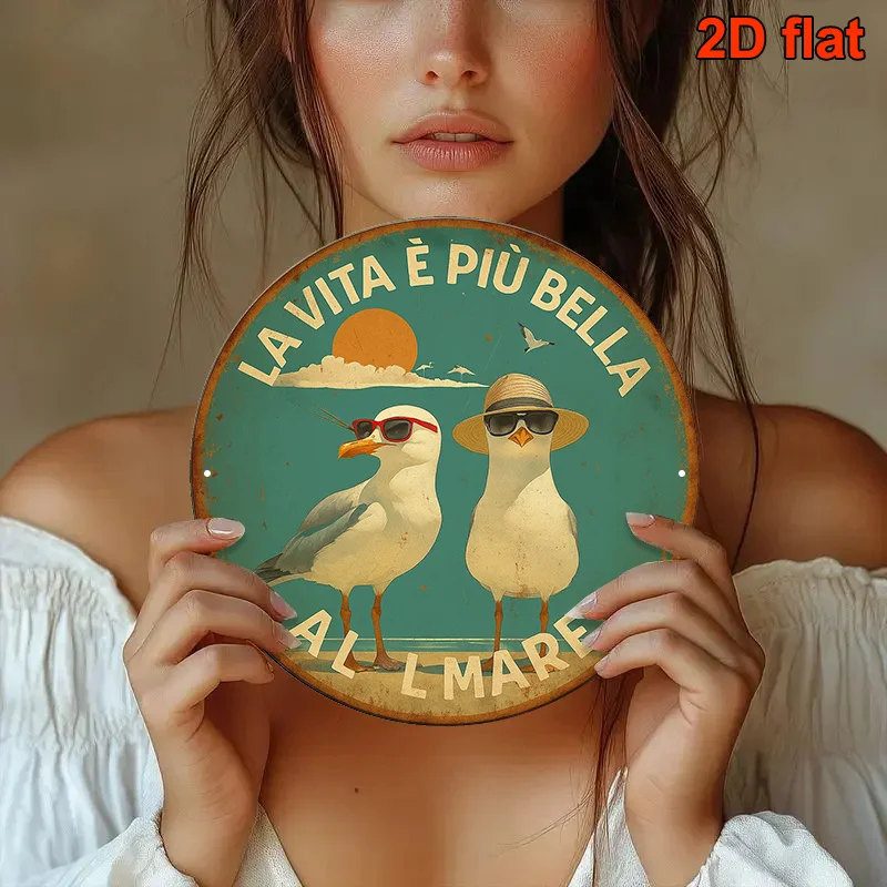 1pc Round Italian-style Aluminum Sign, 