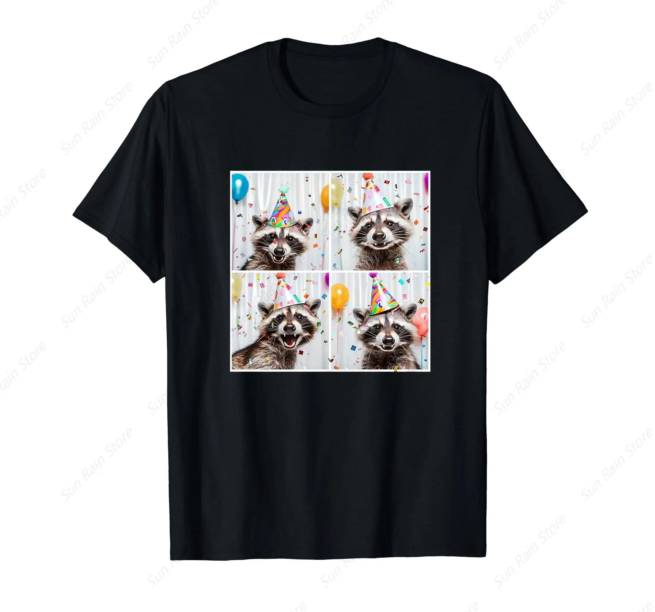 Cute Raccoon In Birthday Hat Funny Unique Raccoon Birthday T-Shirt