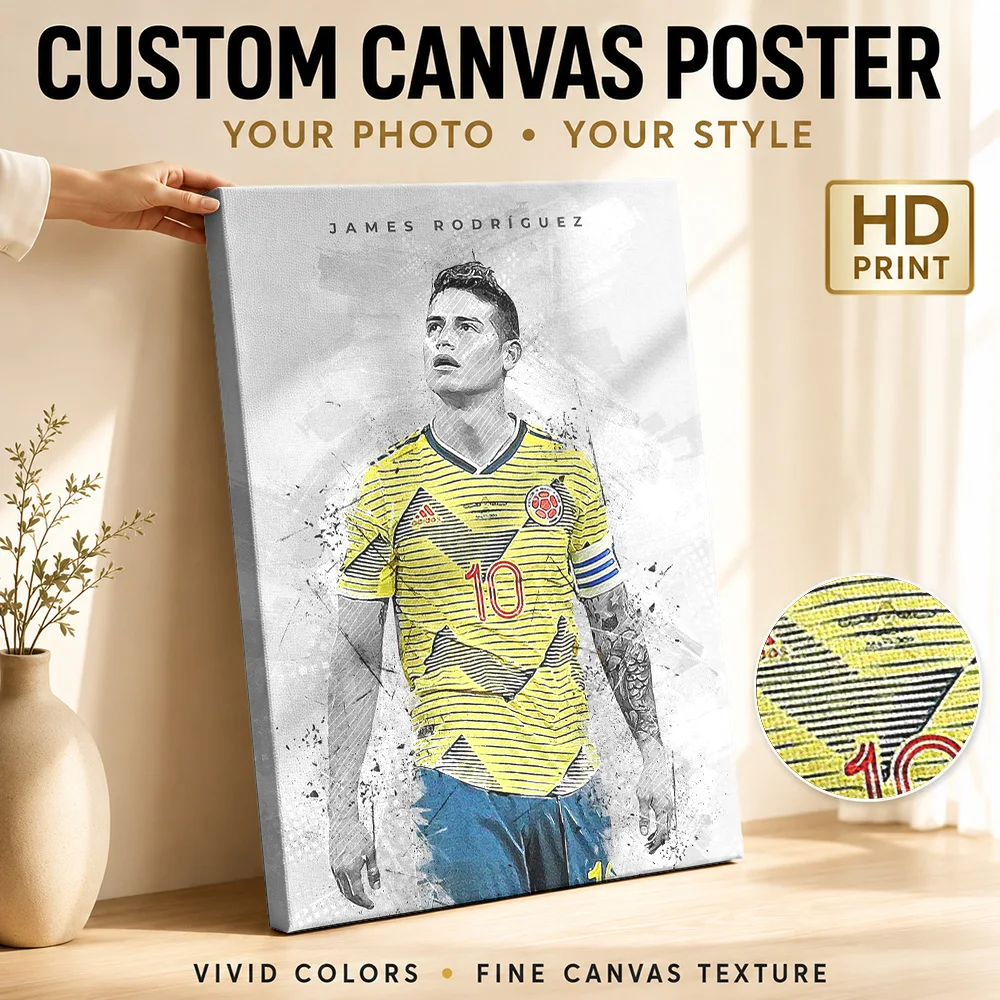 James Rodriguez Canvas Print Poster Personalized Modern Aesthetic Wall Art for Dining Room Home Decoration Gift for Collectors