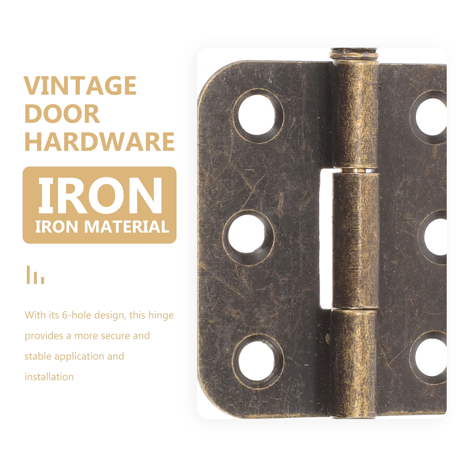 

10Pcs Vintage Hinges Cabinet Hardware 6 Hole Stable Installation for Wooden Box Drawers Decorative Furniture