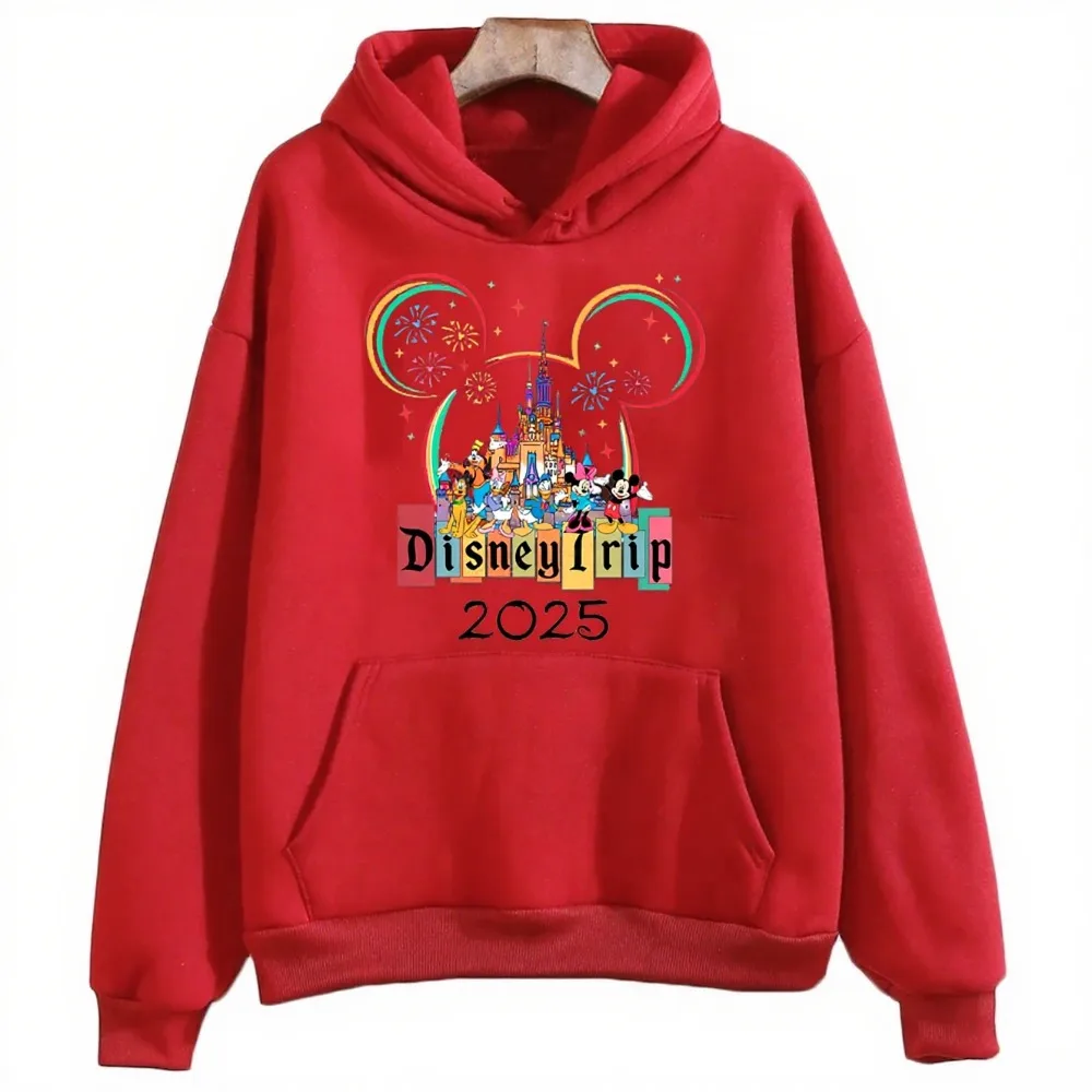 

Осень-зима, модные трендовые забавные толстовки с рисунком Disneyland для путешествий, женские пуловеры Kawaii, топы, повседневная толстовка для пар