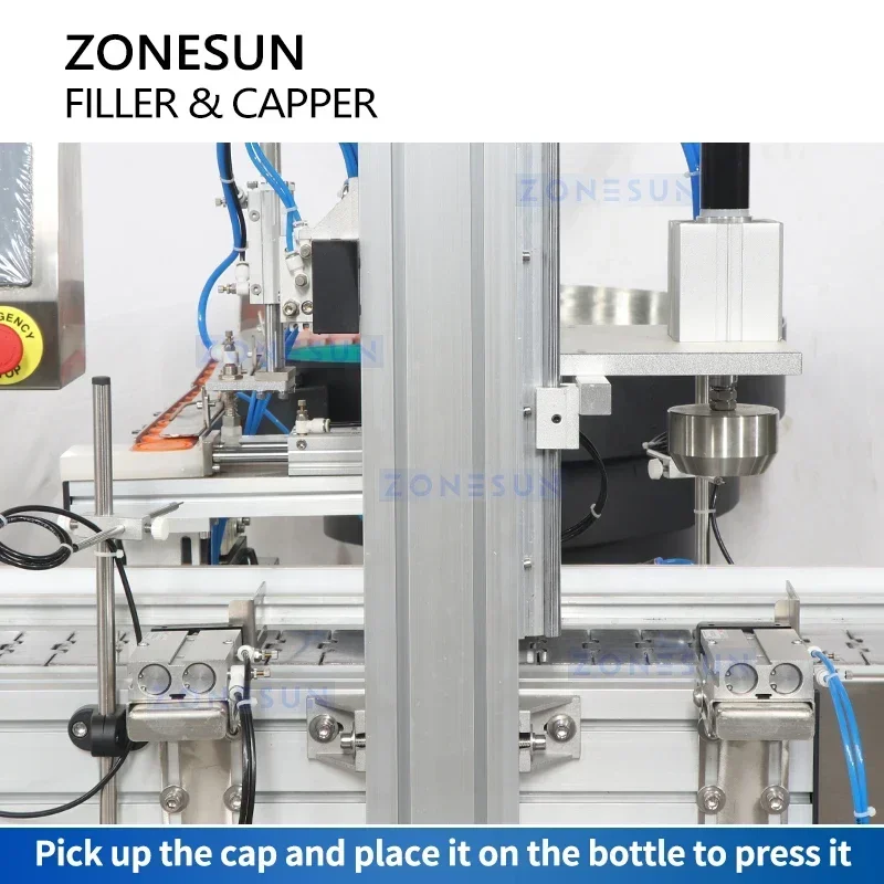 ZONESUN – Machine automatique de remplissage et de capsulage de canettes de peinture, équipement de scellage de bouchons de remplissage de Piston ZS-FAL180B4