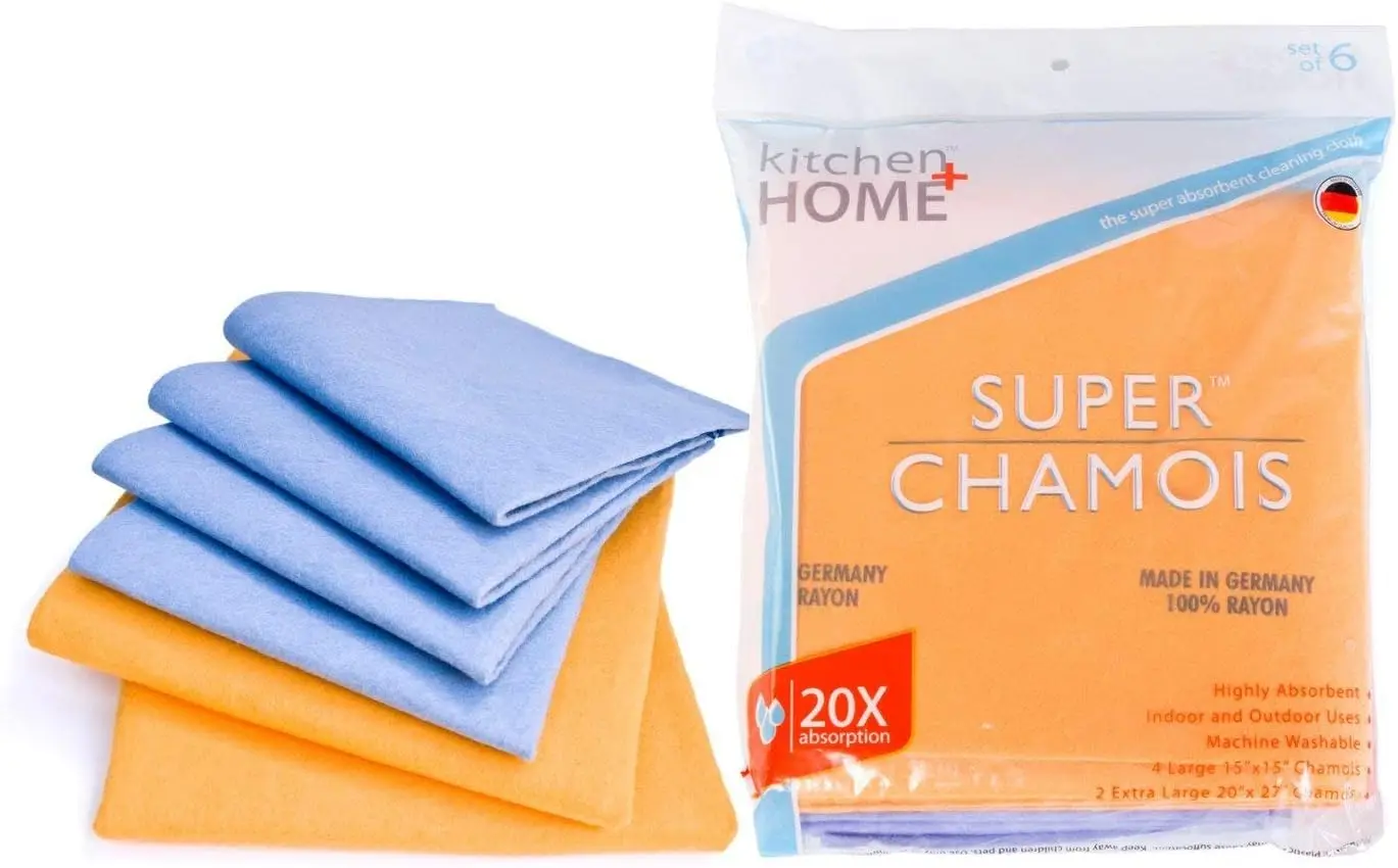 

Super Chamois Shammy Cloth 6 Pack - Absorbs 10x Its Weight, Super Absorbent Cleaning Cloth