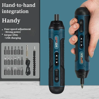 Mini electric screwdriver set USB rechargeable 1300mah adjustment power drill multi-function electric screwdriver kit disassembly torque repair