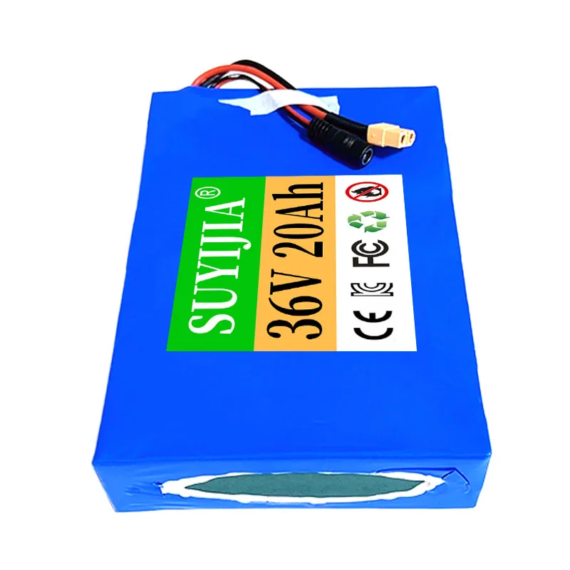 10S4P 36V Battery 20000mAh Battery High Capacity 18650 Lithium Ion Rechargeable Battery Pack Built-in 20A BMS Optional Plug