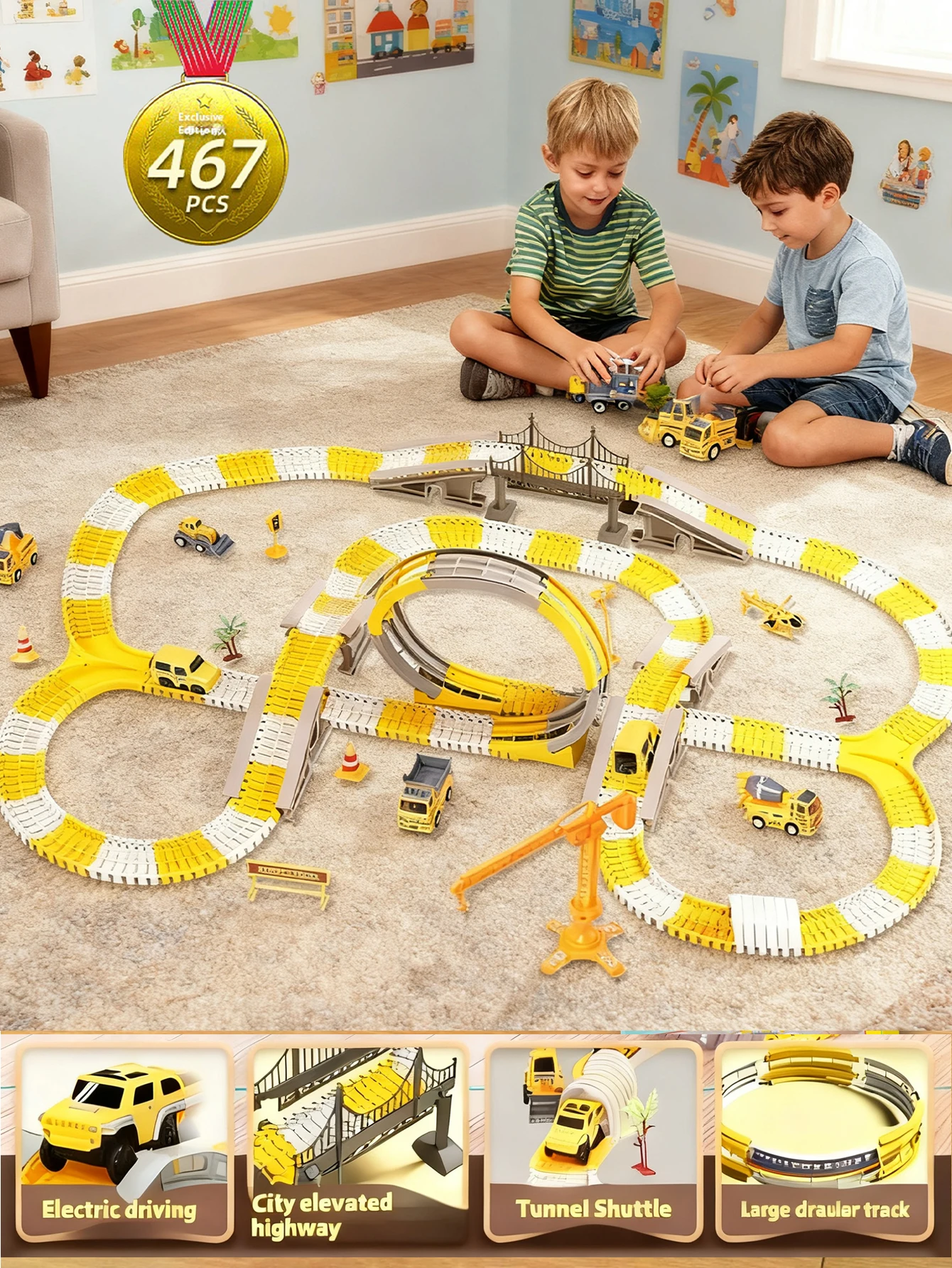 

467 шт., рождественские подарки на Хэллоуин для мальчиков, автомобильная дорожка «сделай сам», сборные игрушки-головоломки, интерактивные строительные игрушки для родителей и детей, игрушки для семейной вечеринки