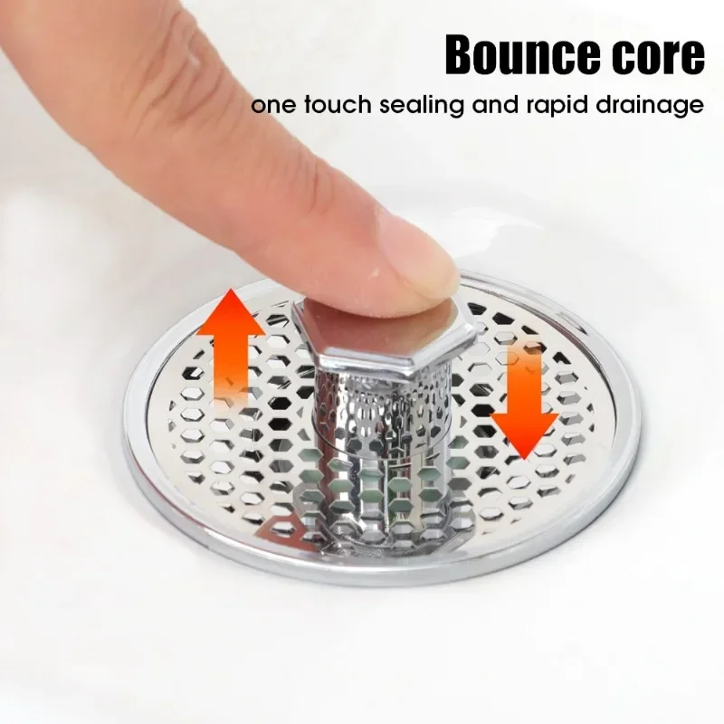 Lavabo da bagno universale Pop-Up Bounce Core Sink Hair Catcher filtro di scarico tappo per vasca da bagno filtro per lavabo accessori per il bagno 3/1 pz