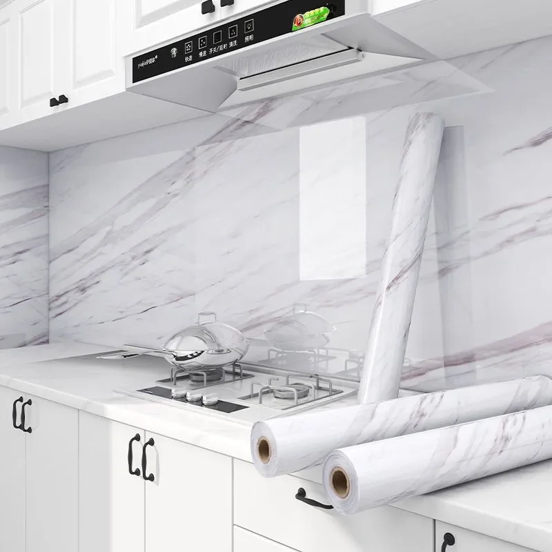 

Kitchen Oil-proof Self Adhesive Stickers Stove Anti-fouling High-temperature Wallpaper Cabinet Film Contact Paper Marble Decor