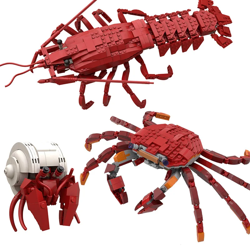 

MOC Part Redstone Hermit Crab Active Knuckle Lobster Marine Animals Building Blocks Creative DIY Construction Toys For Kids Gift