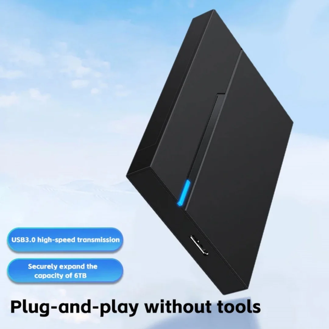 Gabinete de disco rígido externo de 2,5 "com interface USB 3.0/3.1 suporta até 6 TB, cabe em SSD/HDD SATA de 7 mm/9,5 mm para PC laptop