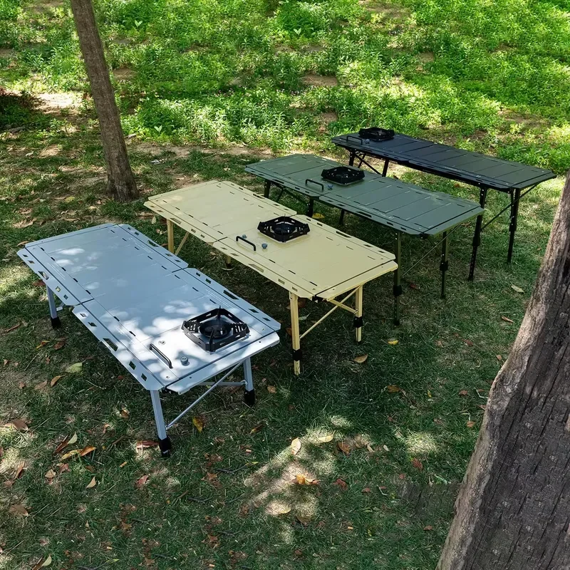 Portable Outdoor Table Camping Folding Table with Adjustable Legs, 5-unit Aluminum Barbecue IGT Camping Table