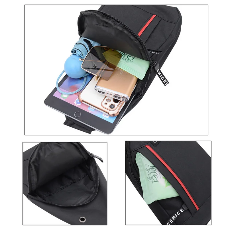 Men's Chest Bags Casual Waist Bags Small Short Trip Travel Carry Bags Men's Waterproof Shoulder Crossbody Bags Nylon Handbags