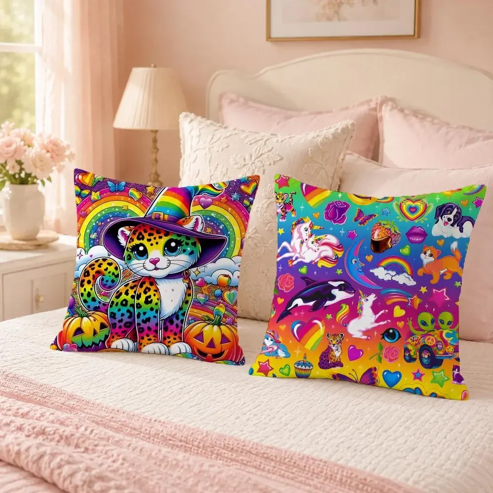 Famous Artist L-Lisa FrankS Cushion Cover Soft Skin Friendly Cloud Like Comfort Pillow Cover for Sofa Bed Seat