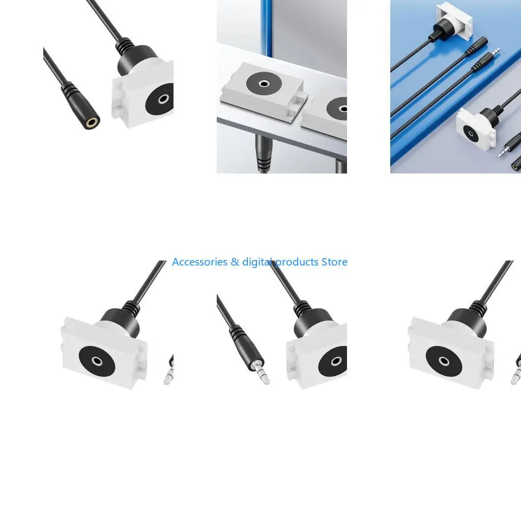 77JD Modern 3.5mm Sound Plugs Converters 3.5mm Female to Male Wall Plate Panel for Clear Sound Quality Flexible Installation