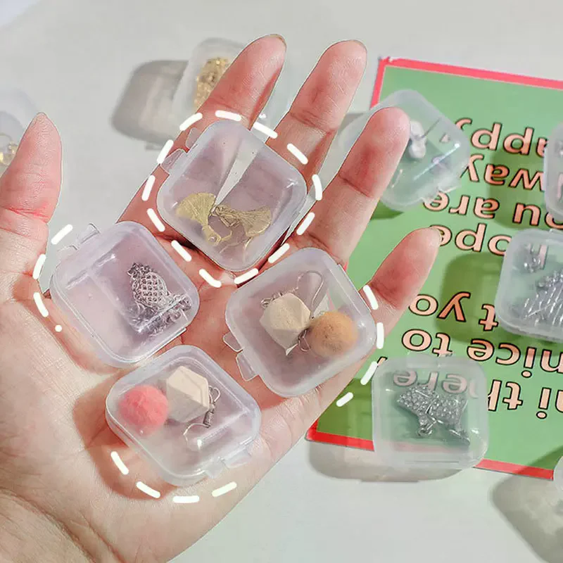 

10pcs Small Boxes Square Transparent Earrings Plastic Box Jewelry Storage Case