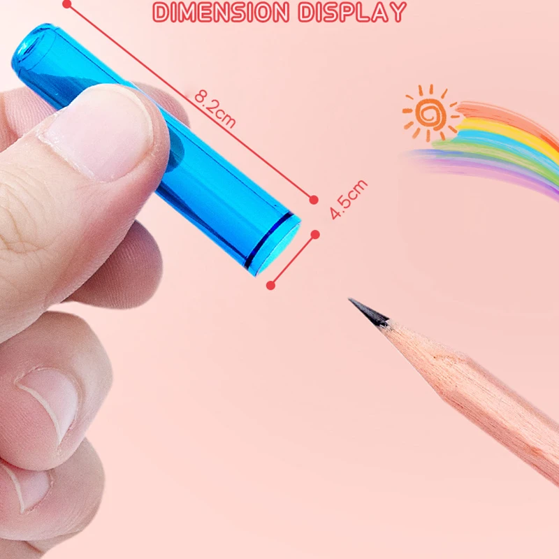 6PCS Transparent Candy Color Plastic Pencil Extender Pen Protector Cap Pencil Cap Pencil Cover For Student Children Stationery