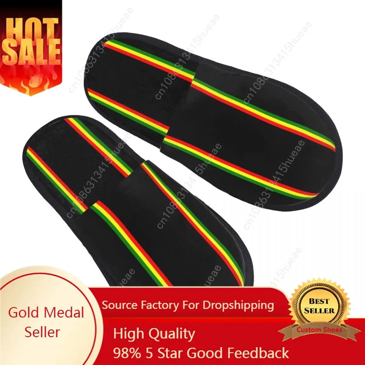 

Custom Rasta Stripe Rasta Color Memory Foam Slippers Women Comfy Warm Jamaican House Slippers