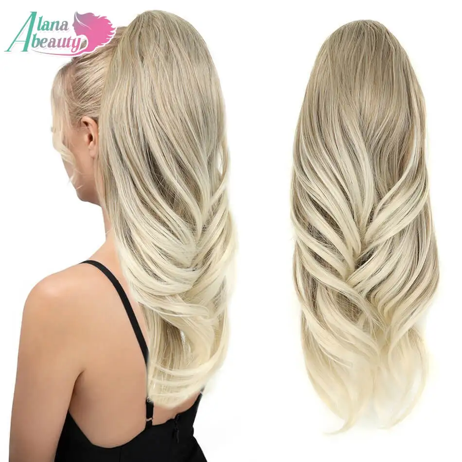 

Синтетический 20-дюймовый волнистый хвостик на шнурке, длинная волна, многослойный зажим для наращивания волос в хвосте, высокая подделка