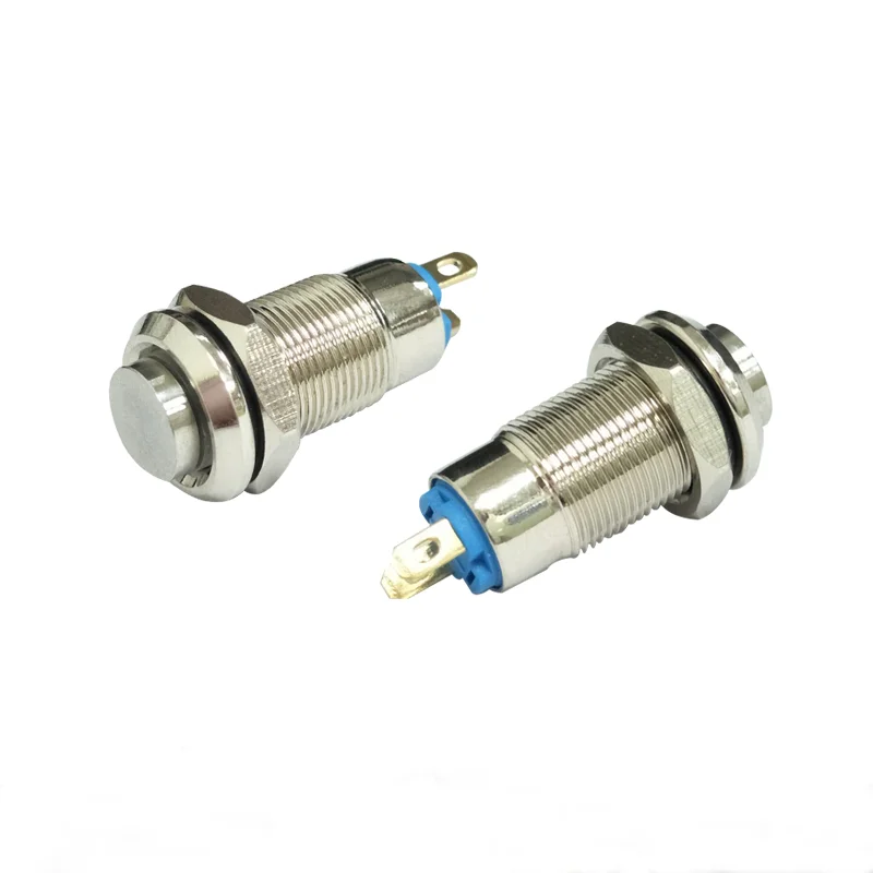 8mm metalowy przycisk ze wskaźnikiem LED samoresetujący chwilowy samoblokujący przełącznik zatrzaskowy 4 piny wysoka głowica 3v6v12v24v36v48v220v — zdjęcie 6