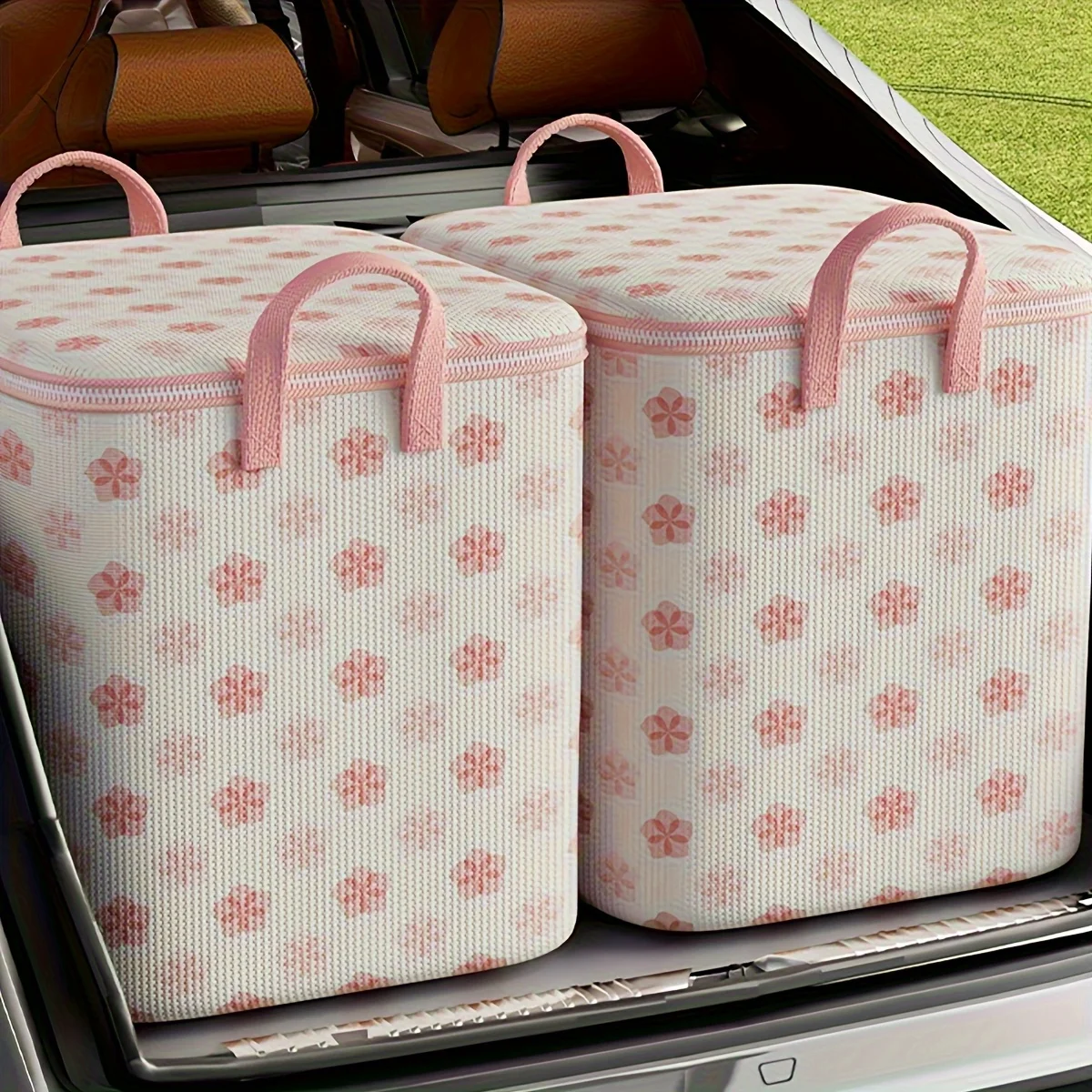 A European-style Bohemian floral print thickened storage bag, foldable extra-large capacity storage box, with two reinforced han