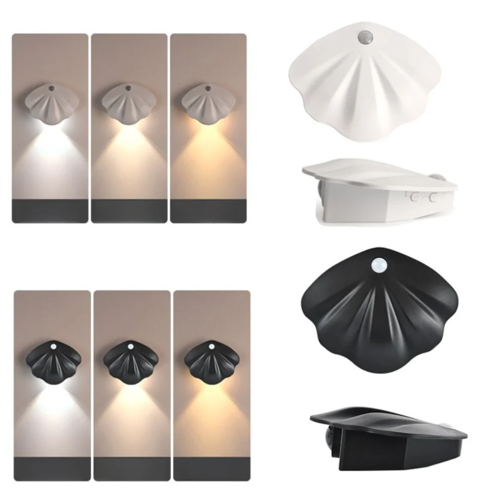 

Shell Shaped Motion Sensor Night Light Dimmable Induction Night Light Motion Sensor 3 Color Temperatures Decorative Light