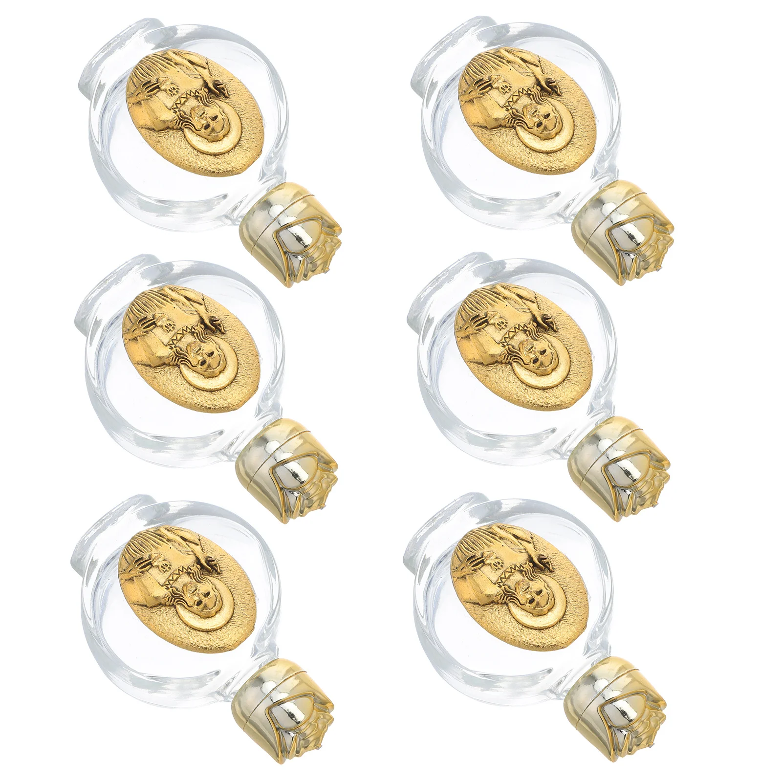 

6Pcs Embossed Rose Alloy Crystal Glass Holy Water Bottles Decorative Portable Holy Liquid Containers for Catholic